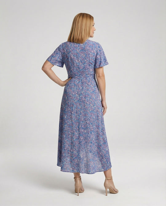 Damen Blumenkleid Midi mit Gürtel
