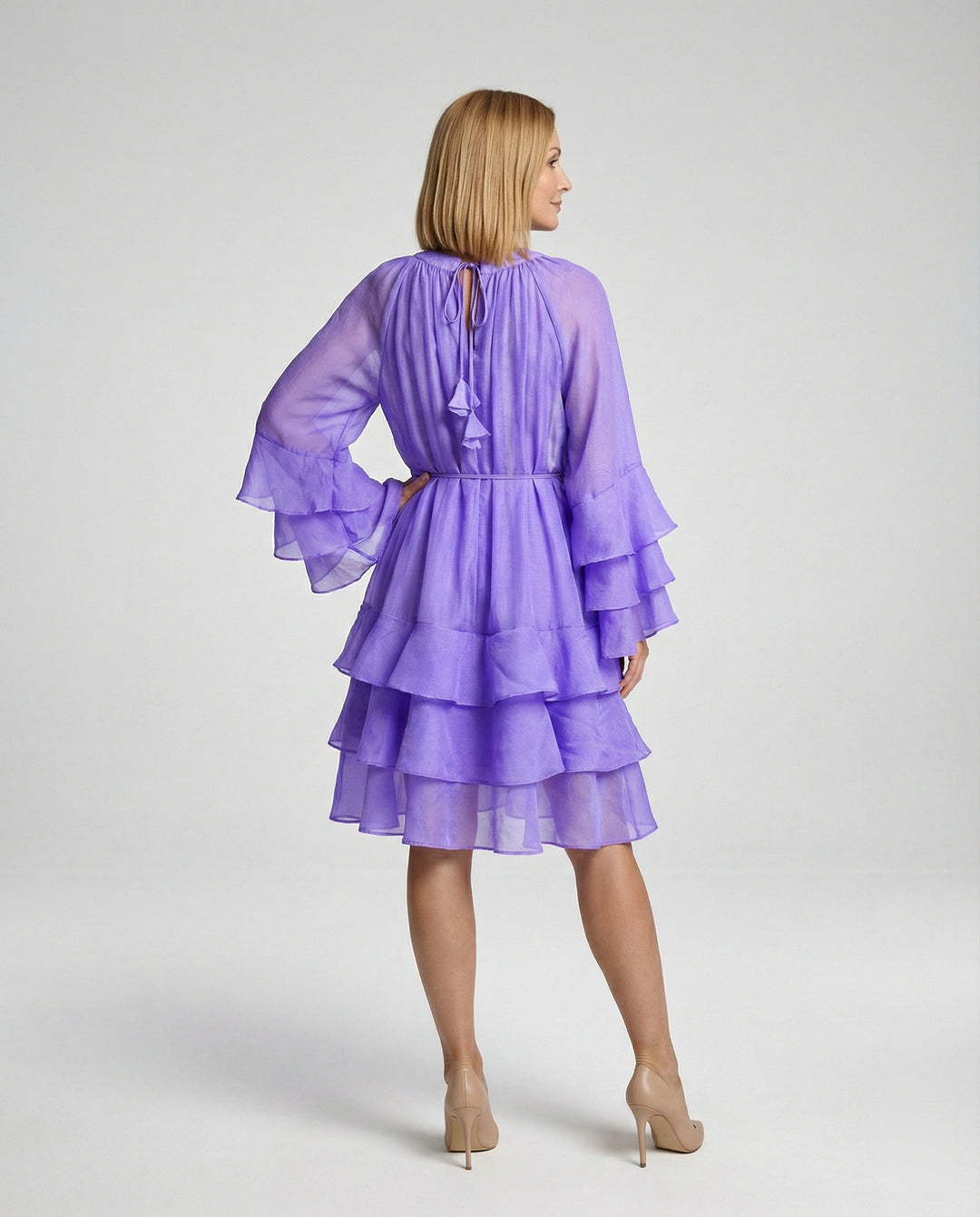 Freizeitkleid Damen Chiffon Volantkleid