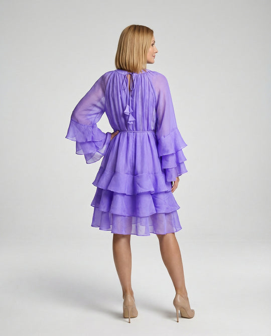 Freizeitkleid Damen Chiffon Volantkleid