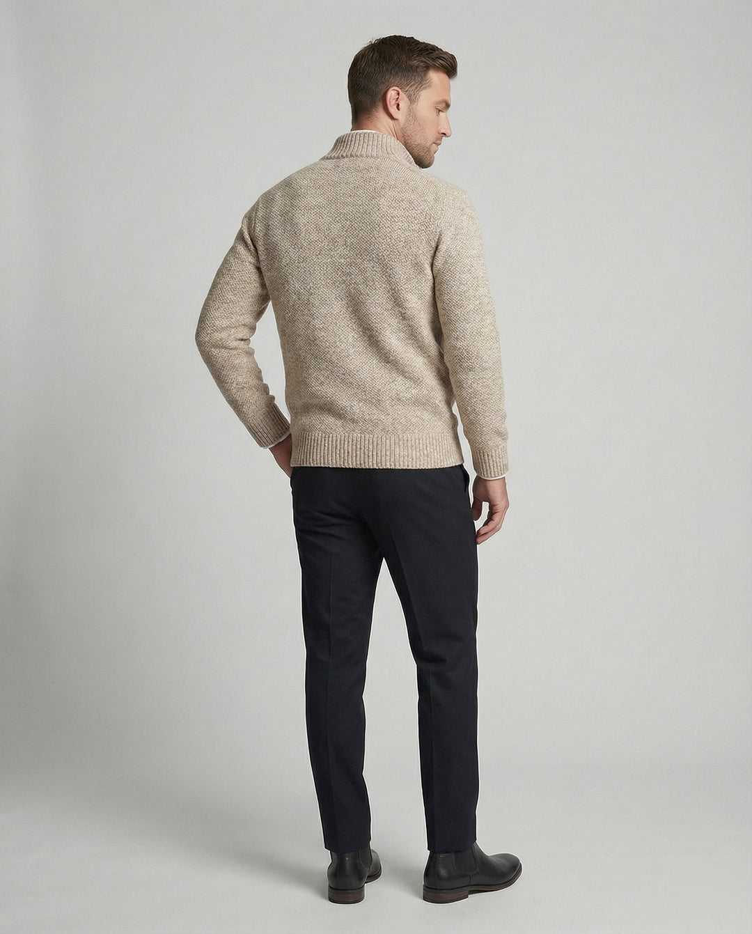 Herren Strickjacke mit hohem Kragen und elegantem Reißverschluss EB