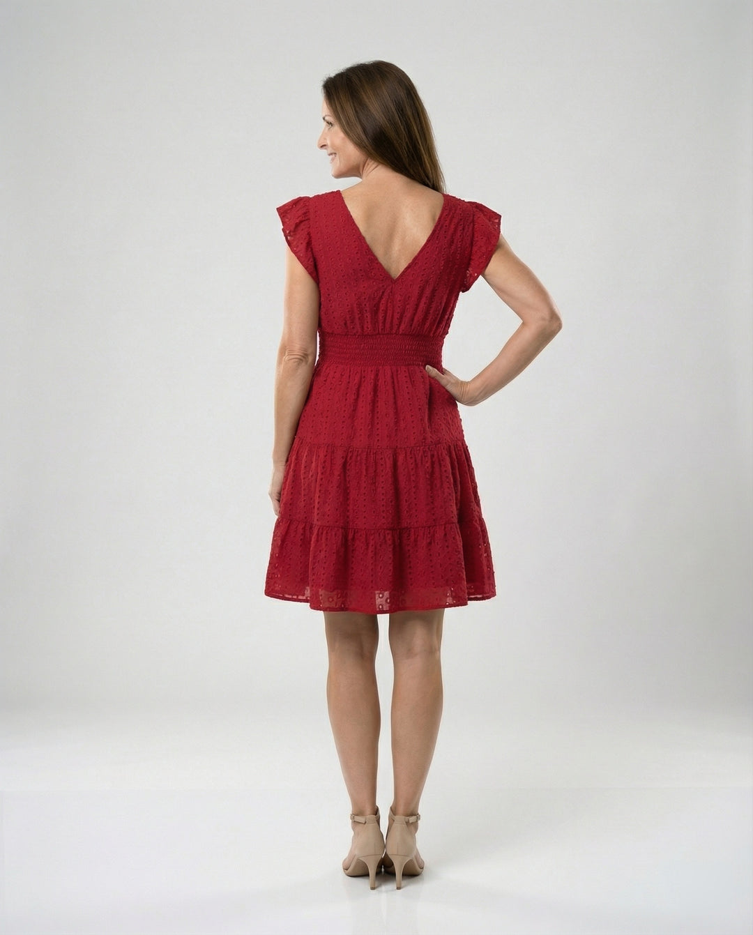 Damen Midikleid mit Smockbund