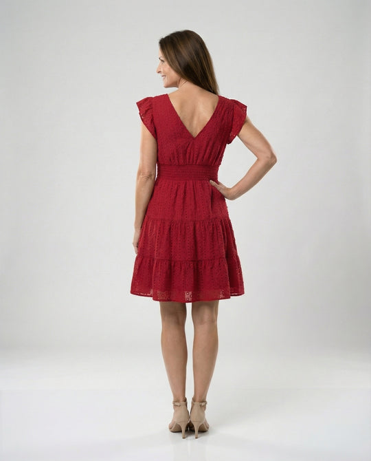 Damen Midikleid mit Smockbund
