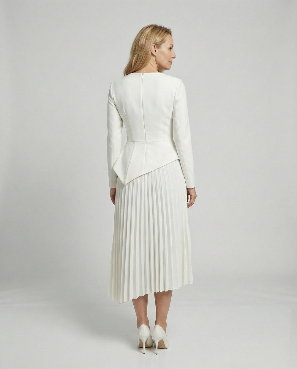 Damen Midikleid asymmetrisch mit Schößchen