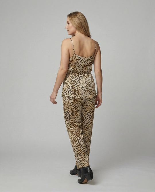 Damen elegante Leinenhose mit kontrastierenden Tiermustern EB