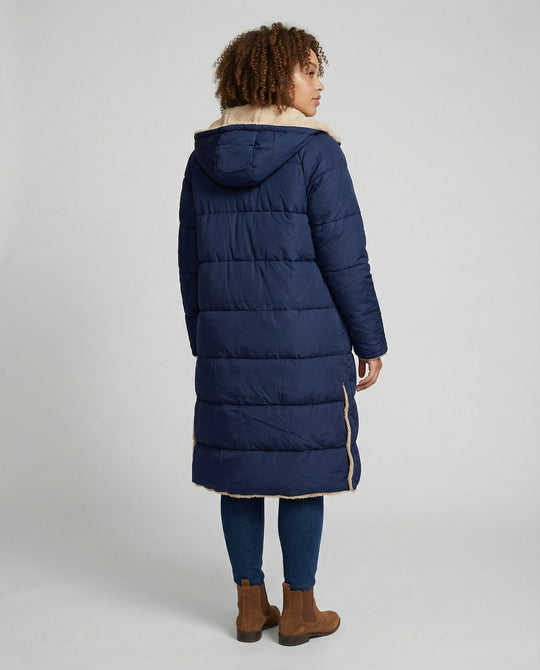 Damen lange, gefütterte Winterjacke mit Fleece-Futter EB