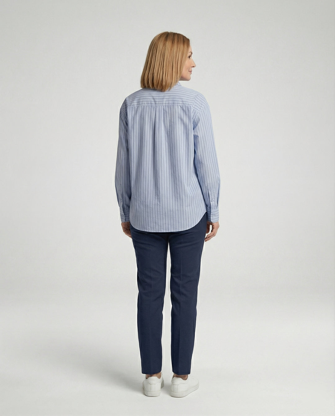 Damen Bluse mit Streifen und klassischem Kragen