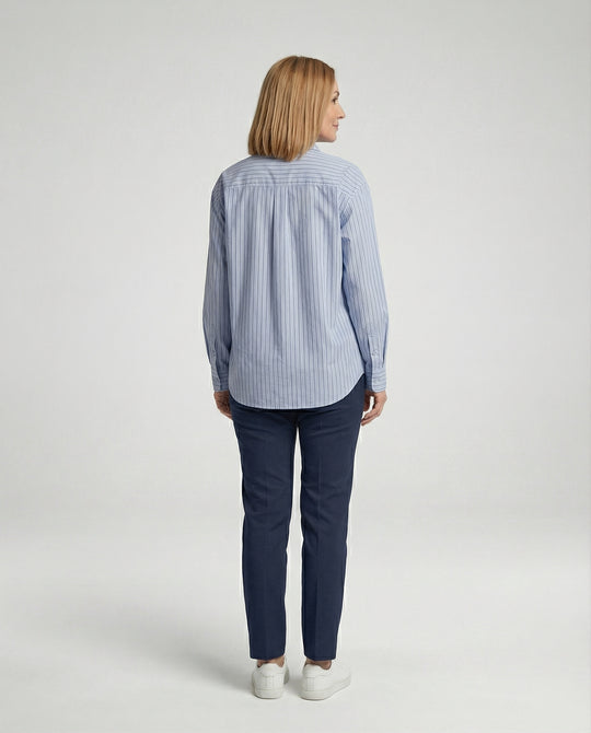 Damen Bluse mit Streifen und klassischem Kragen