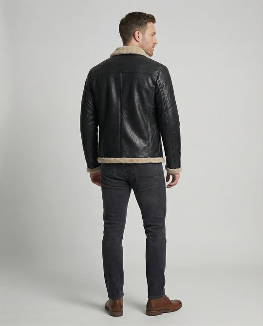 Herren Kunstlederjacke mit warmem Innenfutter