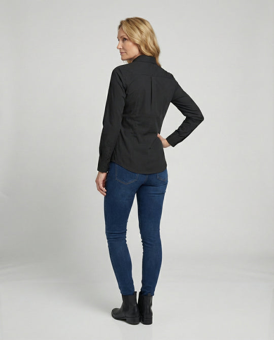 Taillierte Hemdbluse Damen mit Kentkragen