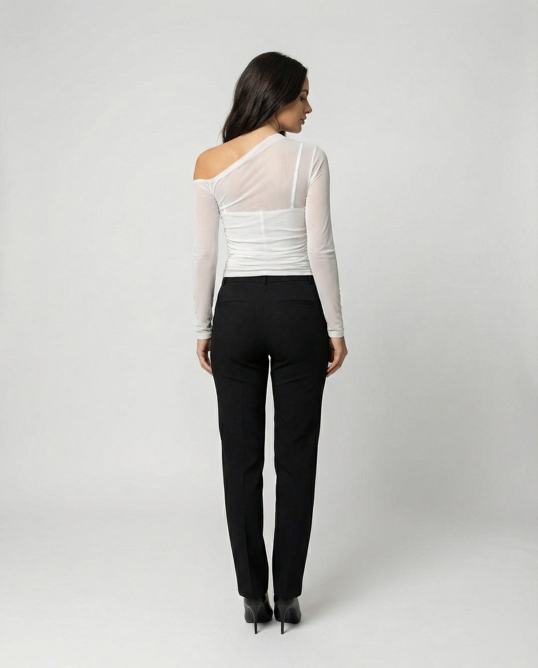 Damen Elegantes asymmetrisches Oberteil mit schulterfreiem Design und Raffung EB