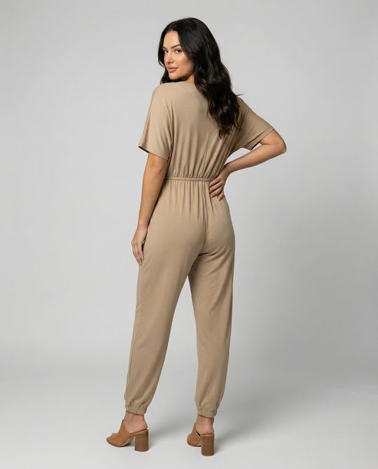 Damen Leichter Jumpsuit mit lockerer Passform und variabler Taille EB