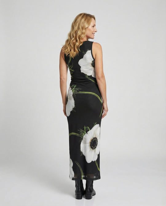 Blumenkleid Maxikleid Damen Figurbetont