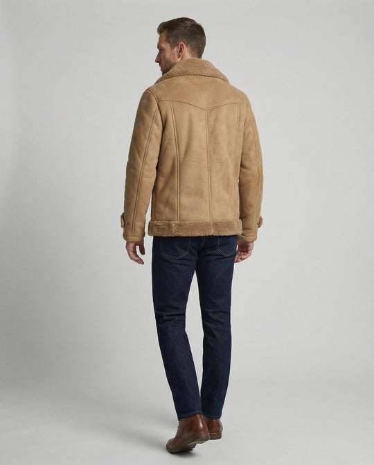 Herren warme Lammfelljacke mit Knopfkragen EB
