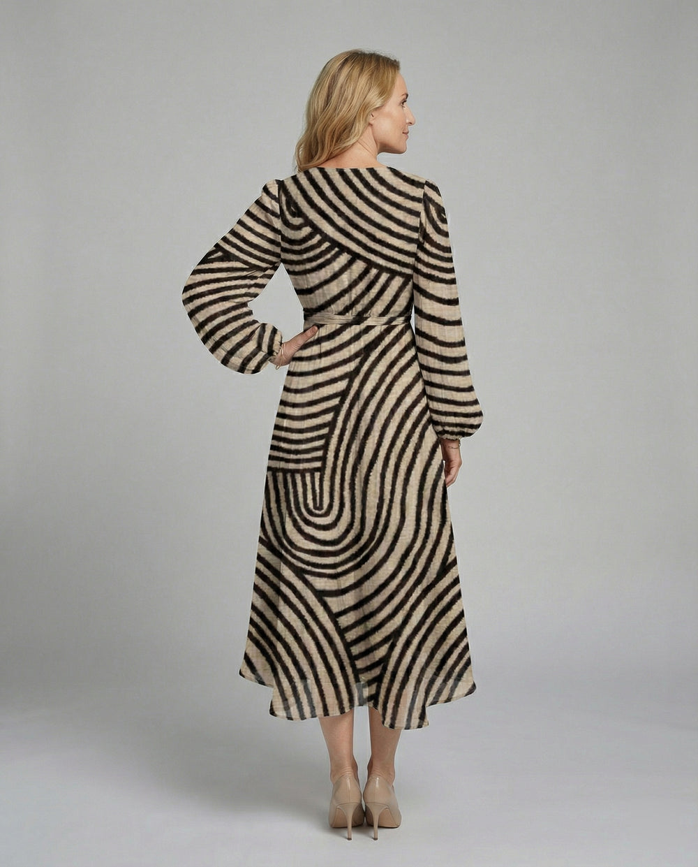 Damen Midikleid Chiffon Wickeloptik
