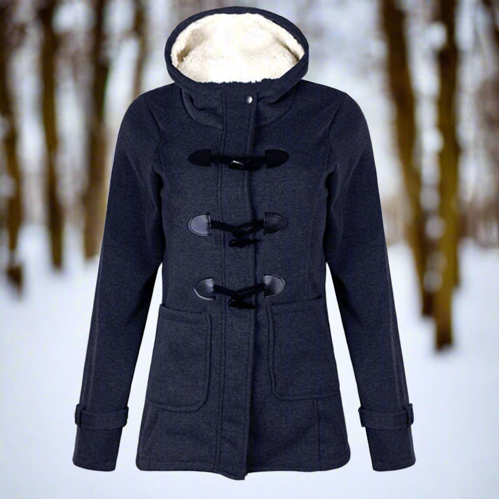 EB | Duffle Coat Wollmischung Kapuze mit Fleece-Futter Toggle-Buttons Taschen