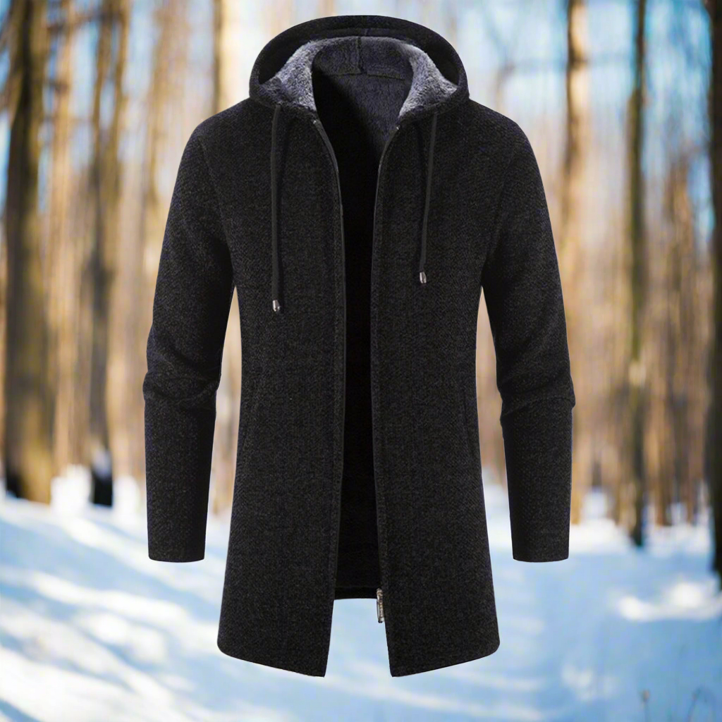 EB | Jacke Mittellang Reißverschluss mit Kapuze Warm und Bequem