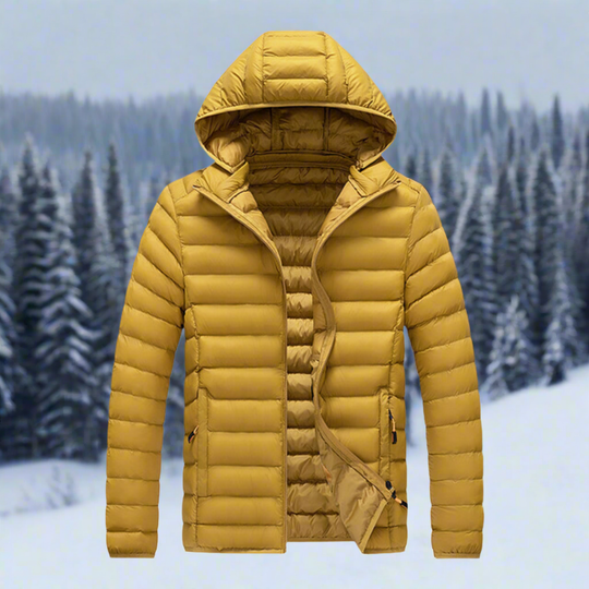 EB | Daunenjacke Leichtes Steppdesign Abnehmbare Kapuze Winddicht und Warm