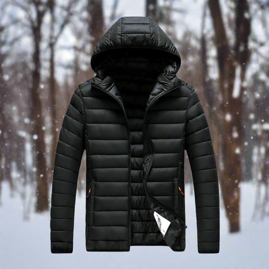 EB | Daunenjacke Leichtes Steppdesign Abnehmbare Kapuze Winddicht und Warm