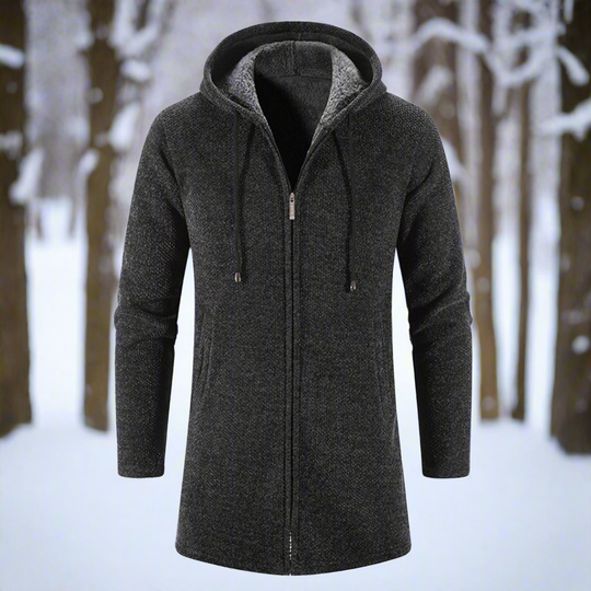 EB | Jacke Mittellang Reißverschluss mit Kapuze Warm und Bequem