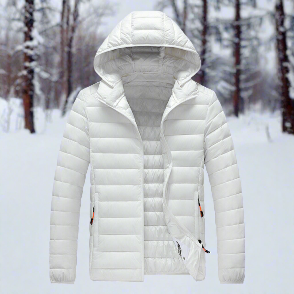 EB | Daunenjacke Leichtes Steppdesign Abnehmbare Kapuze Winddicht und Warm
