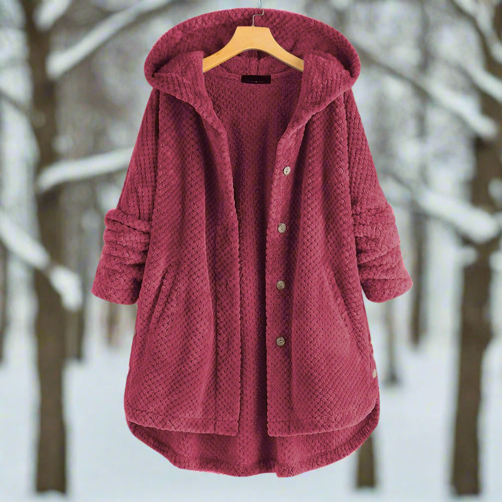 EB | Bademantel - Strukturiertes Fleece - Lange und Lockere Passform - Knopfverschluss mit Taschen