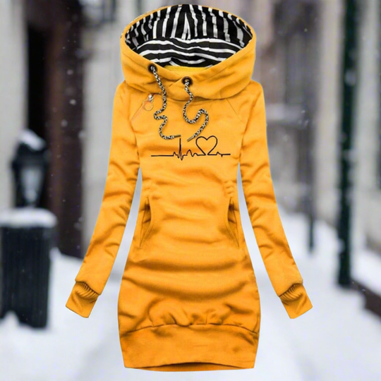 EB | Sweatshirt Kleid Langarm mit Kapuze Kängurutasche Lässiger Komfort