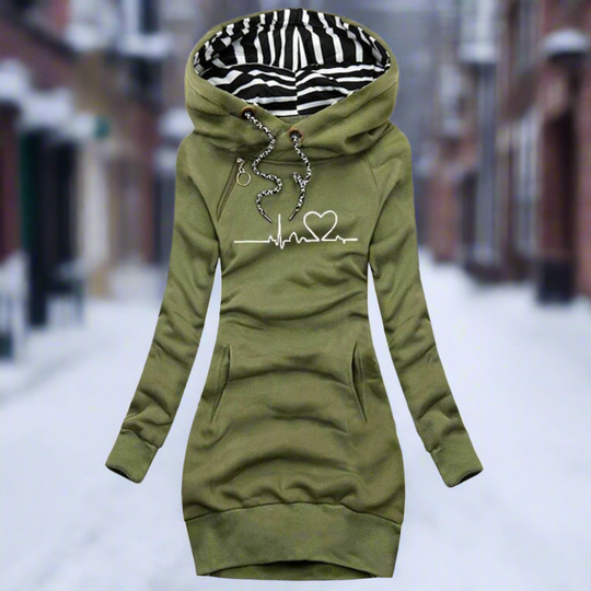 EB | Sweatshirt Kleid Langarm mit Kapuze Kängurutasche Lässiger Komfort