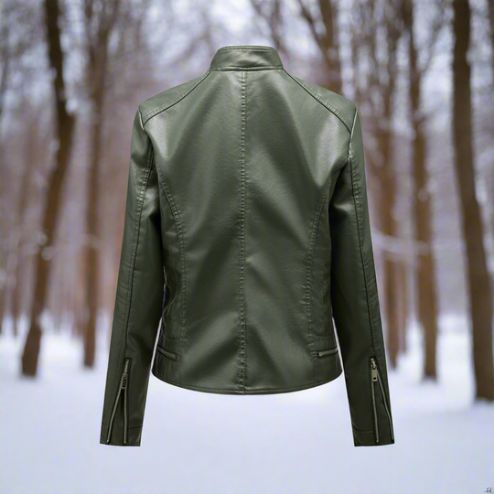 EB | Lederjacke - Biker-Stil - Reißverschluss - Stehkragen - Slim Fit