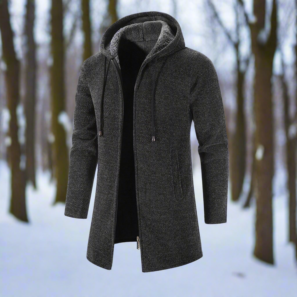 EB | Jacke Mittellang Reißverschluss mit Kapuze Warm und Bequem