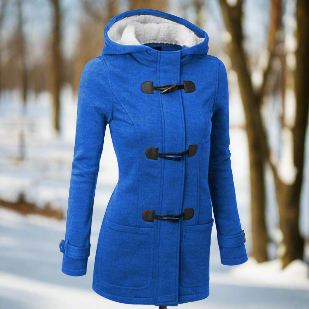 EB | Duffle Coat Wollmischung Kapuze mit Fleece-Futter Toggle-Buttons Taschen