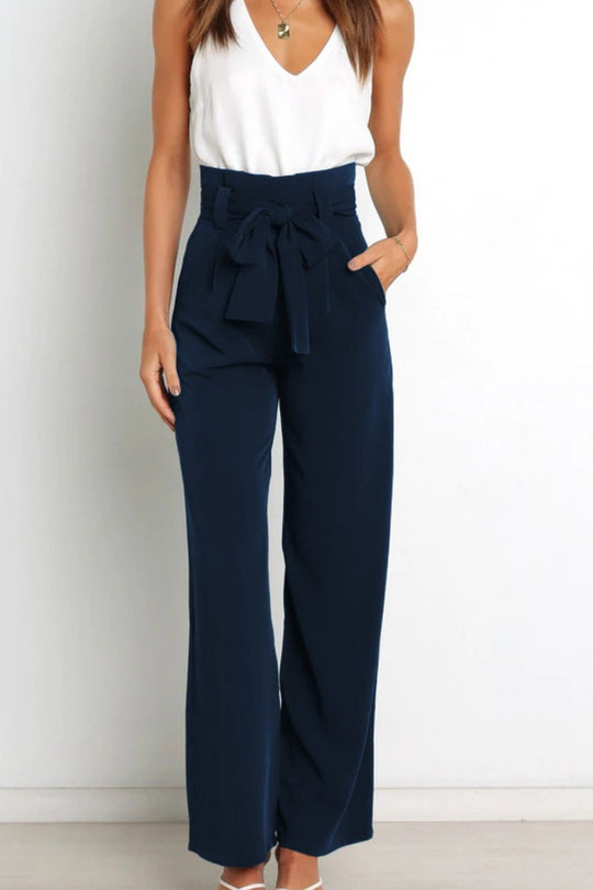 EB | Hohe Taille Paperbag Hose mit Schleifendetail