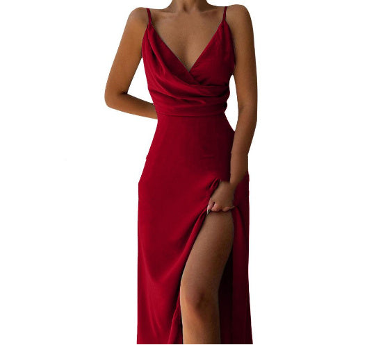 EB | V-Ausschnitt Midikleid mit Druck und Schlitz