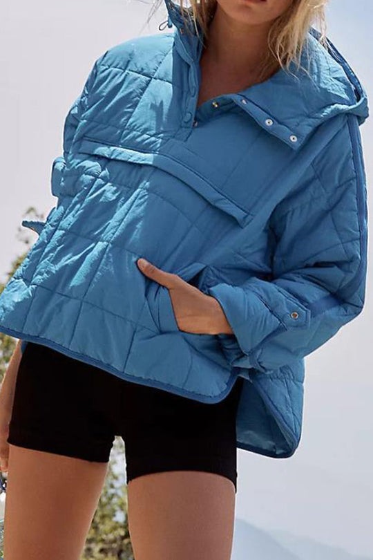 EB | Farbe Kapuzenjacke Gepolstert Faltbare Gepolsterte Pullover Tasche Langarmjacke