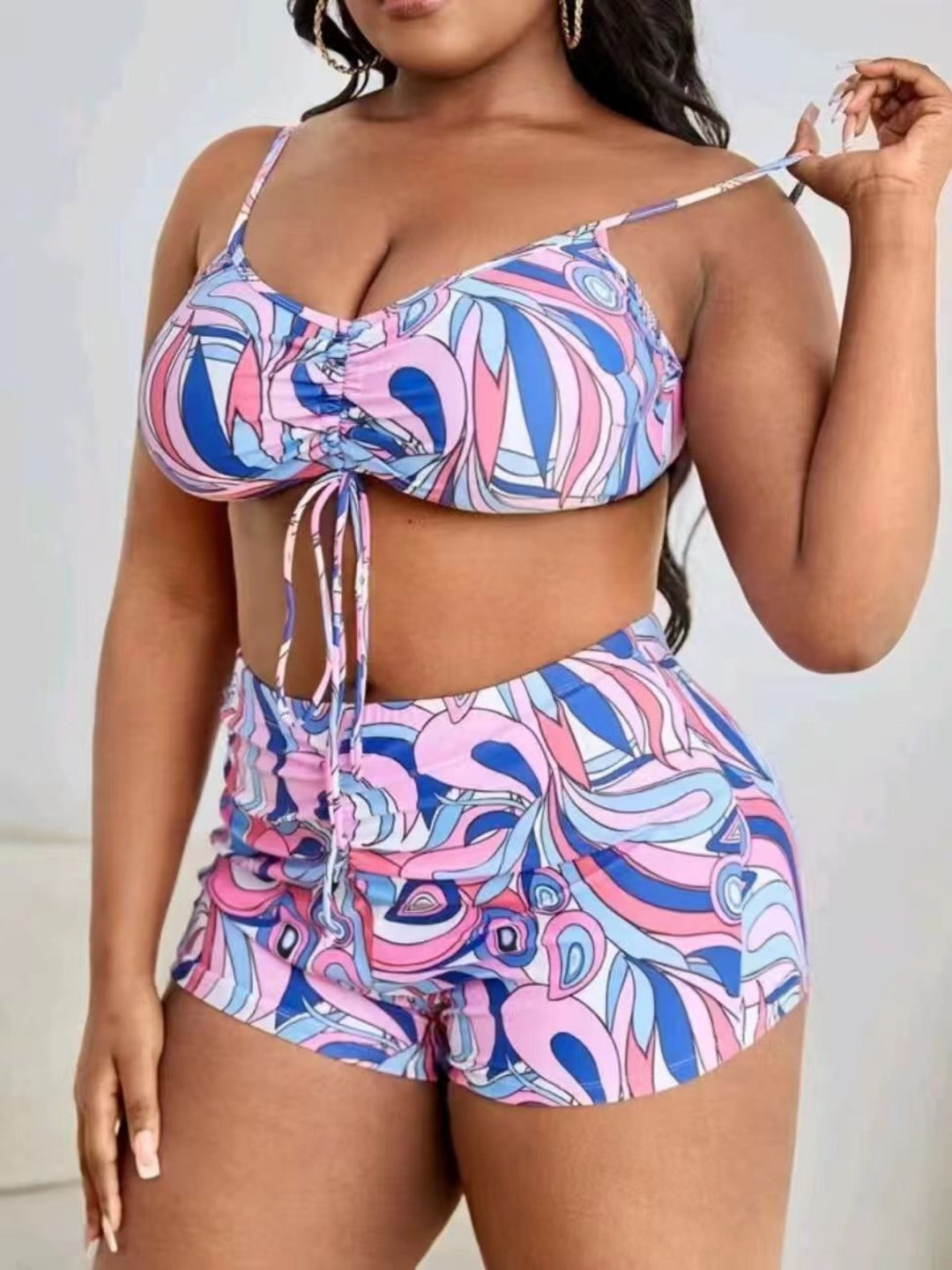 EB | Große lange Bluse hohe Taille Boxershorts Badeanzug