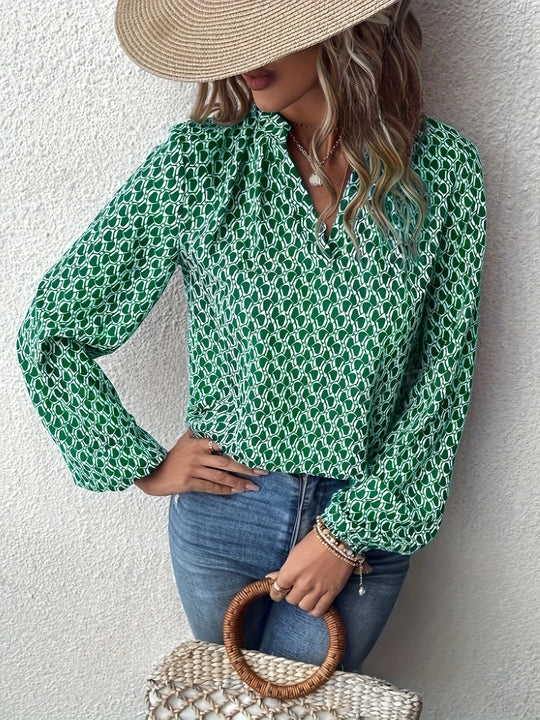 EB | Stilvolle Bluse mit Grafischem Muster Polyester Elegant und Komfortabel