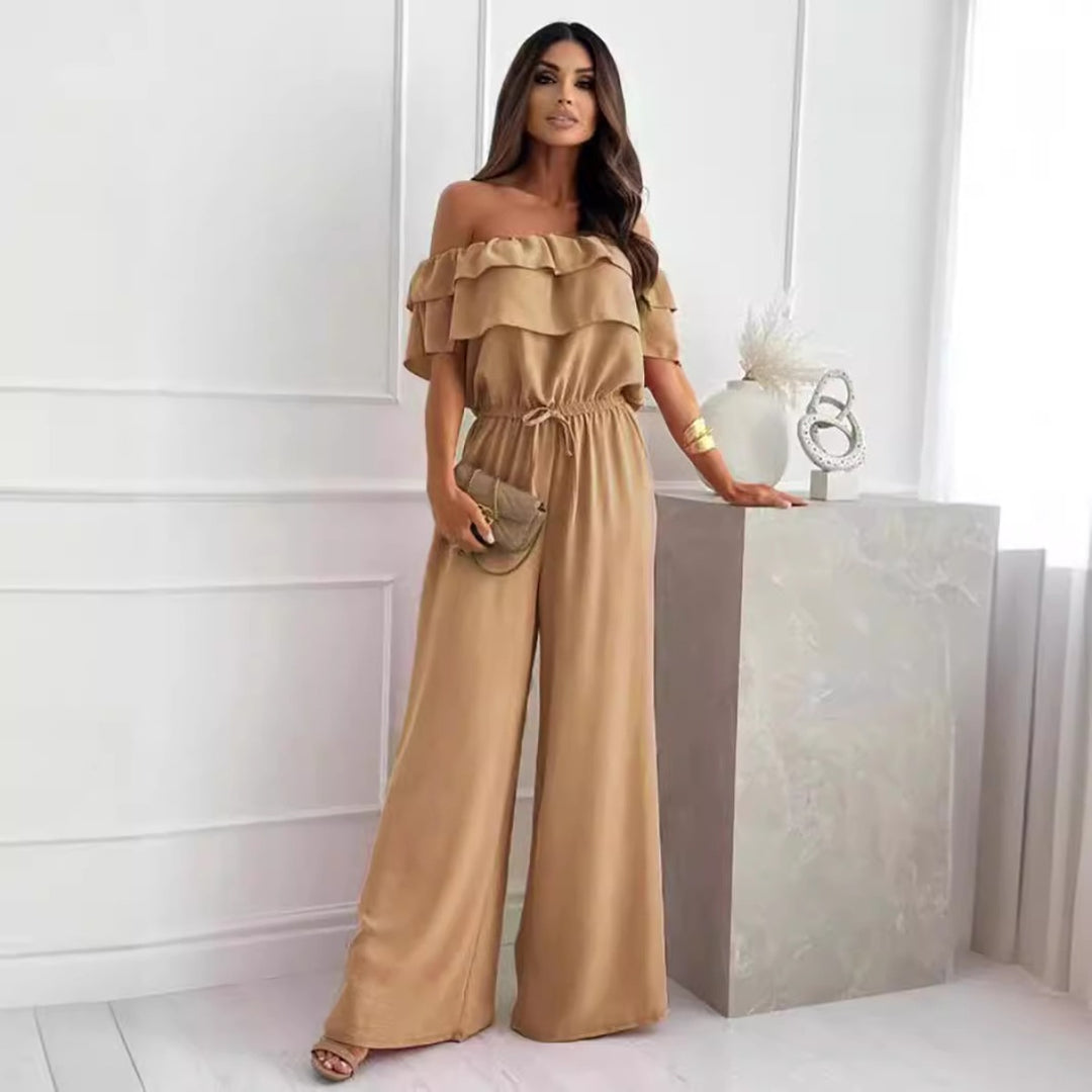 EB | Jumpsuit mit Rüschenrand und Schulter mit kurzen Ärmeln
