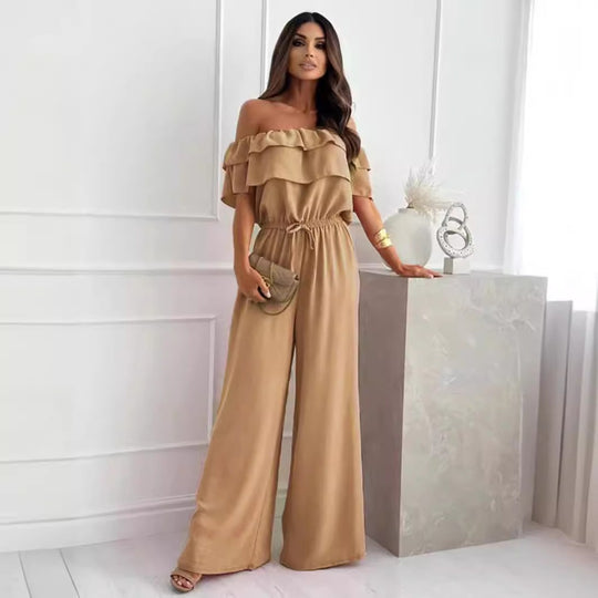 EB | Jumpsuit mit Rüschenrand und Schulter mit kurzen Ärmeln