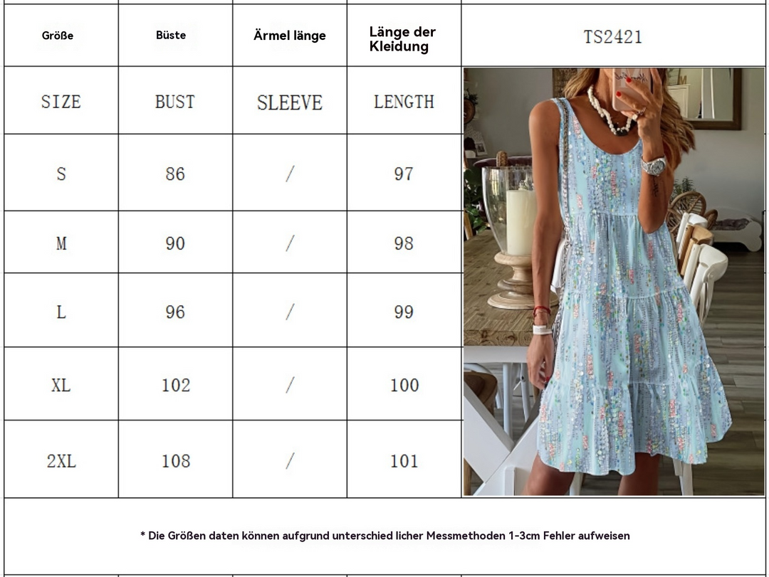 EB | Bedrucktes lockeres Kleid mit Rundhalsausschnitt