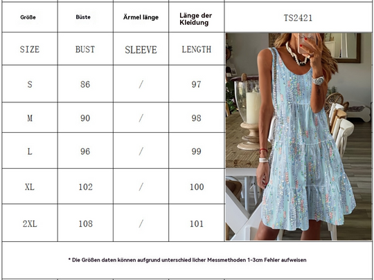 EB | Bedrucktes lockeres Kleid mit Rundhalsausschnitt