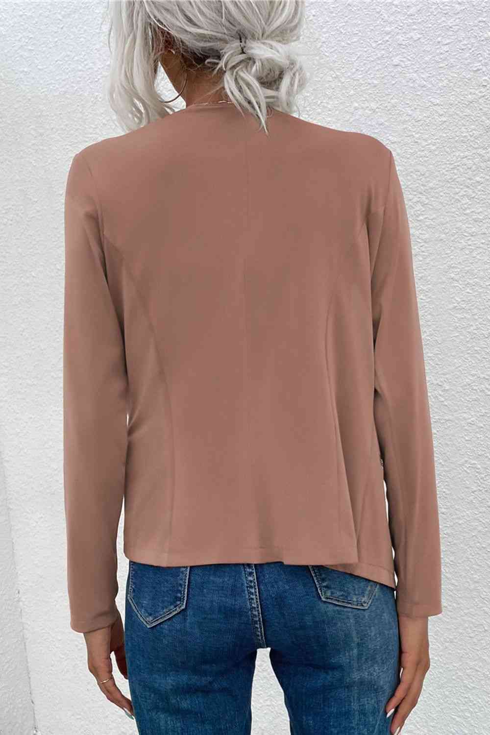 EB | Offene Frontreißverschluss-Taschen-Cardigan