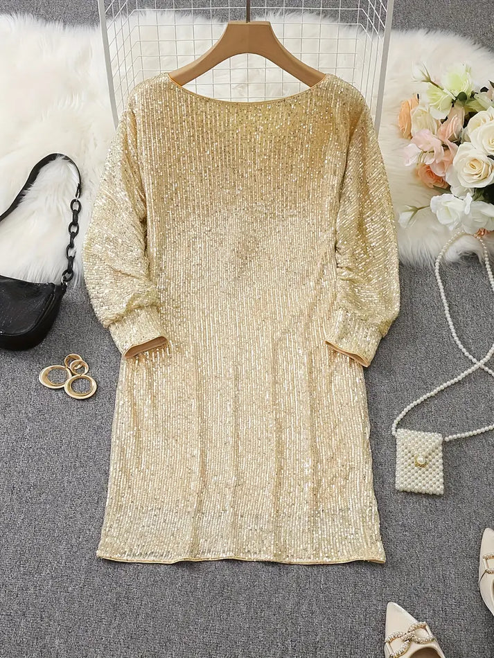 EB | Blote Schultern Pailletten Mini Kleid