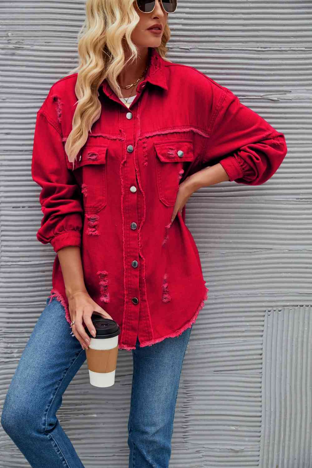 EB | Zerrissene Rohsaum-Denimjacke
