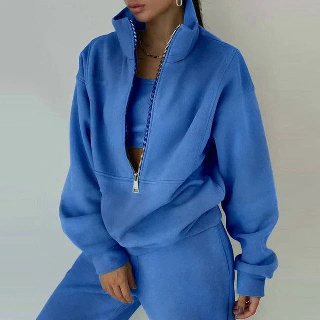 EB | Sweatshirt - Damen Herbst Halb-Zip Trainingsanzug Set