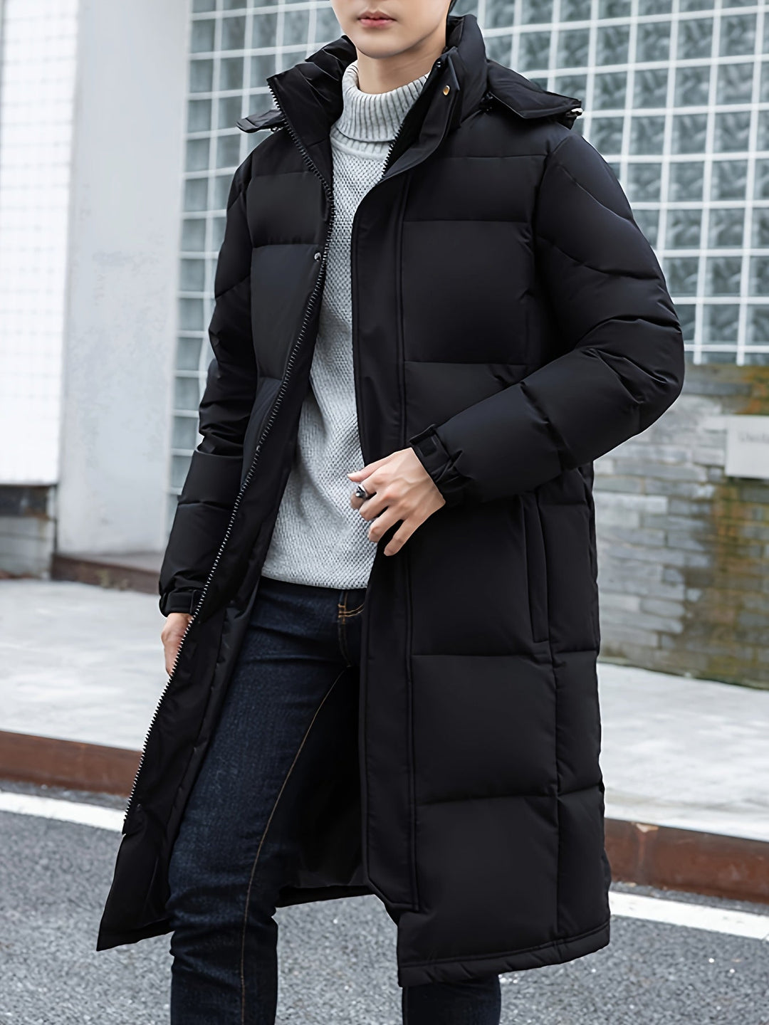 EB | Lange Pufferjacke mit Kapuze Polyester Isolierend und Stilvoll