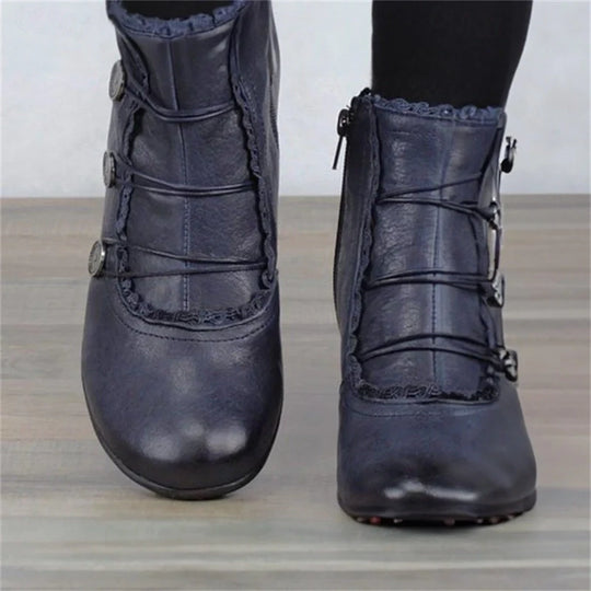 EB | Damen Viktorianische Schnür-Stiefeletten mit Spitzenbesatz