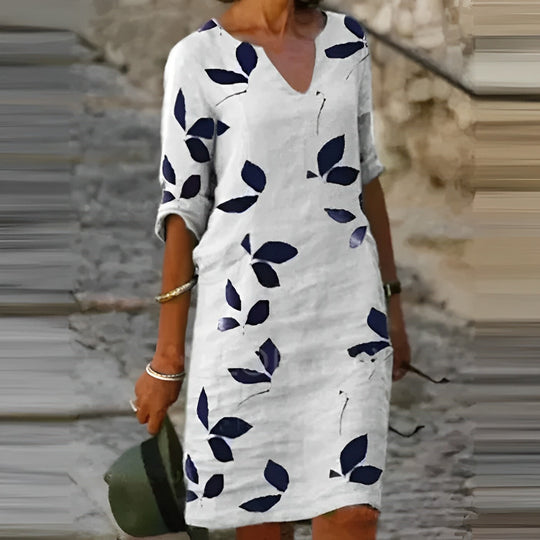 EB | Atemberaubendes Damen-Sommerkleid mit Blätterdruck