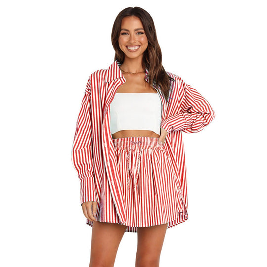 EB | Fashion Shirt Gestreift Langarm Zweiteiliges Set