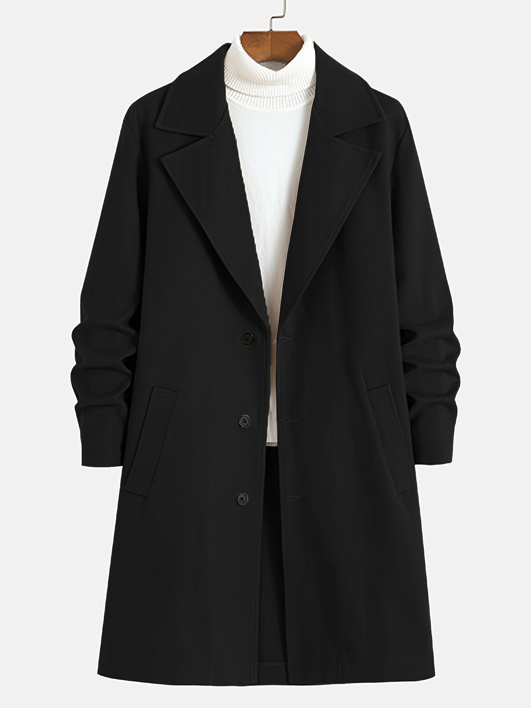 EB | Elegante Lange Jacke Polyester und Wolle Klassisch und Warm