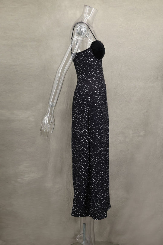 EB | Kontrastfarbenes Kleid mit Polka-Dot-Print
