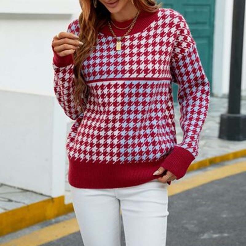 EB | Geometrischer Strickpullover Mit Trendigem Muster